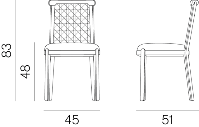 Seia C Modonutti Chair – Technical Drawing and Dimensions